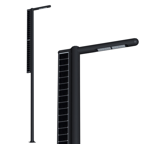 Solar street light - solar panels are perpendicular to the light pole​